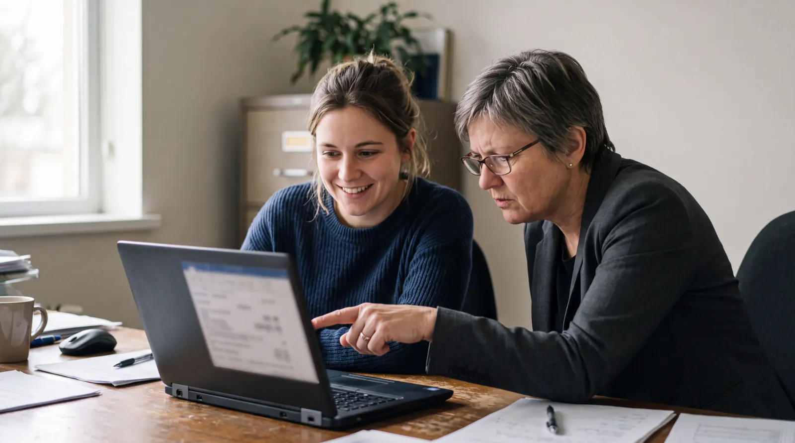 Zwei Kolleginnen bewerten dasselbe Ergebnis am Laptop unterschiedlich